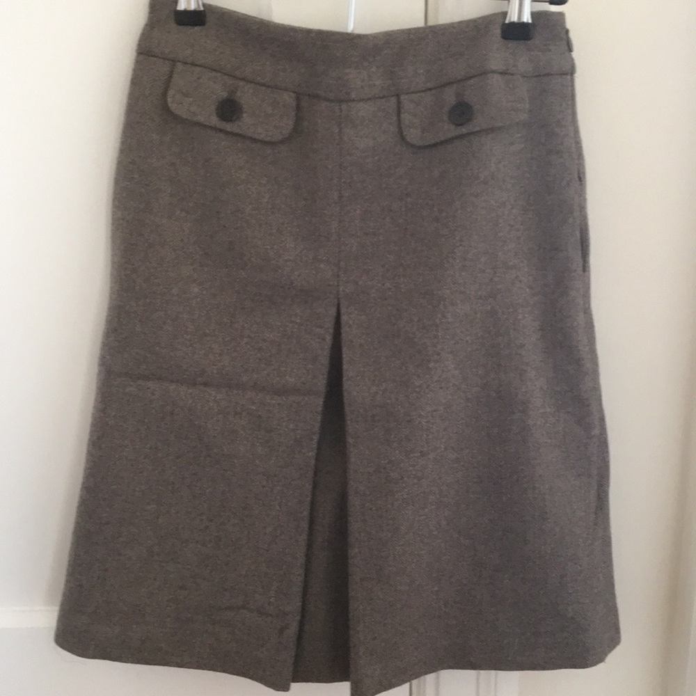 J.Crew wool herringbone skirt with front pleat